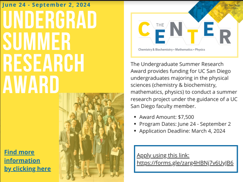 Summer Research Opportunity for Physical Science Majors